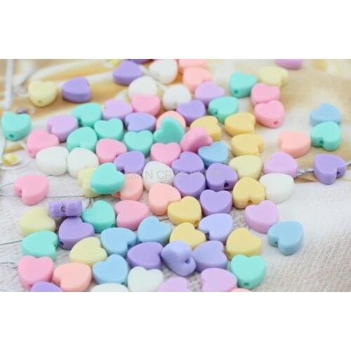 1000 pcs Heart Beads acrylic pendants for Necklaces & Bracelets nursing necklaces clips crafts kids 8mm- pastel little heart