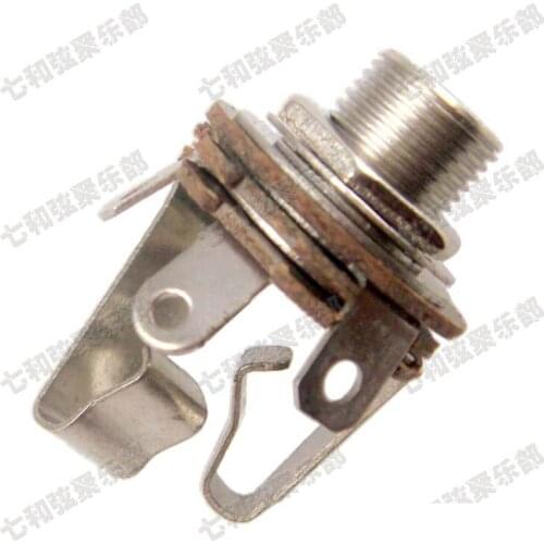 2 Pcs Chrome Brass mouth 1/4" Stereo Jack Input Plug Socket For Electric Guitar Bass Active Pickup output 6.35mm (open circuit)