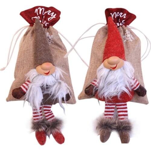 2018 Nordic Santa Claus Gift Bag Cartoon Christmas Doll Decoration Christmas Gift Bag Decoration XmasSupplies 2 Style
