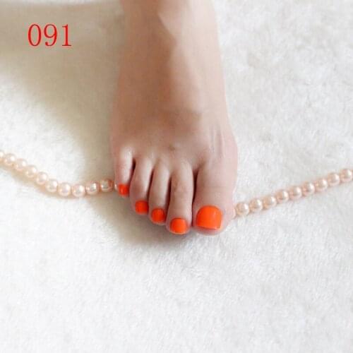 24PCS fashion design cute toes latest French style candy colorful fake toe fresh Orange #091