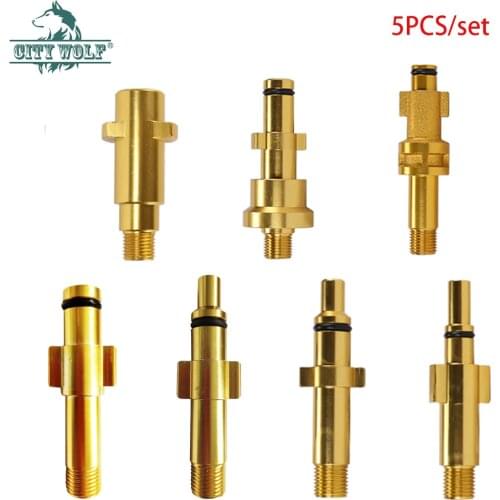 5pcs aluminum adaptor high pressure washer snow foam lance joint car washer adaptor connect for Karcher Lavor Huter Sthile AR