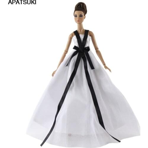 White Black Princess Party Dress for Barbie Dolls Outfits One-Piece Dresses Clothes for 1/6 BJD Dolls Accessories Kids Toy