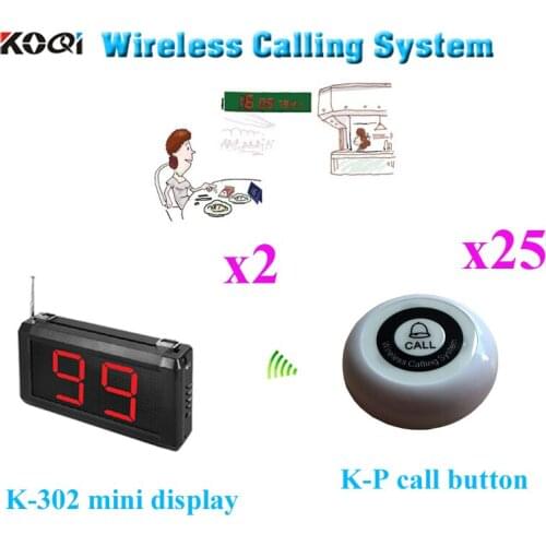 Wireless Service Pager System Alarm Beautiful Design Fashion 433.92MHZ Restaurant Pager Equipment(2 display+25 call button)
