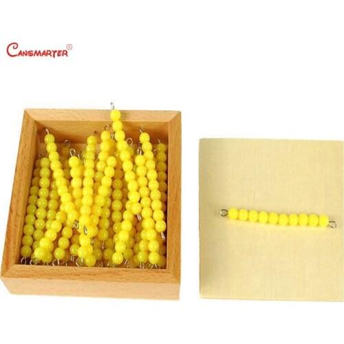 Math Exercises Yellow Beads Chains Wooden Box Professional Montessori Student Teaching Number Educational Toys Children MA039-3