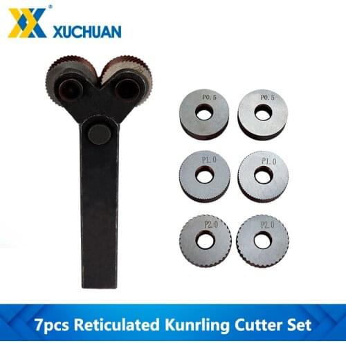 Dual Wheel Knurling Tool Kit Reticulated Knurling 7pcs 0.5mm 1mm 2mm Lathe Cutter Wheel Knurling Tool Linear Pitch Knurl Set