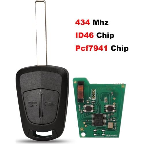 Jingyuqin 434MHZ ID46/pcf7941 Chip Remote Car Key for Opel Vauxhall D 2007-2012 Meriva B 2010-2013 Astra H 2004-2009 Zafira B