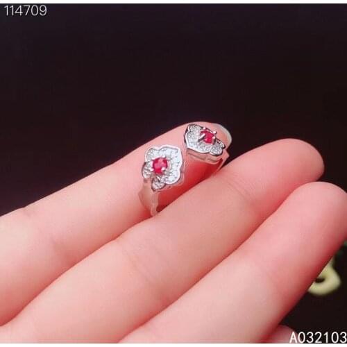 KJJEAXCMY fine jewelry 925 sterling silver inlaid natural ruby Girl retro Chinese style open gemstone ring support detection