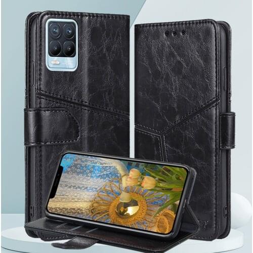 Leather Flip Case For OPPO Realme 8 Pro 6.4 inch Case Wallet Phone Cover for Realme 8 Fundas RMX3081 Card Slots Phone Pouch