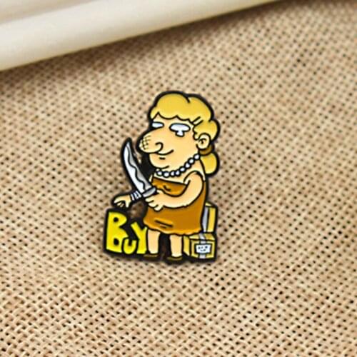 Buy Buy Buy big spender Enamel Pin Brooches Women cut their hands in tears Lapel Pin Bags clothes Fun badge gifts