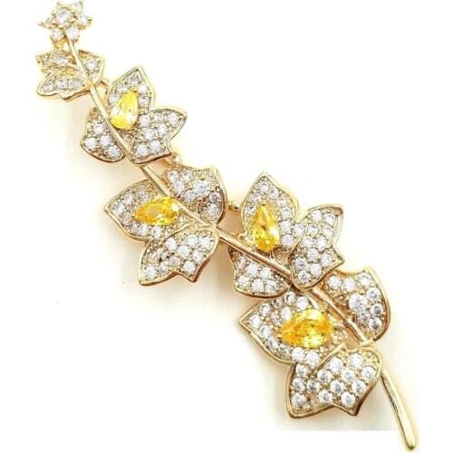 MADALENA SARARA AAA ziron Inlaid Crystal Copper Gol Plated Brooch Pin Easy Insert For Women Jewelry MD-00535D