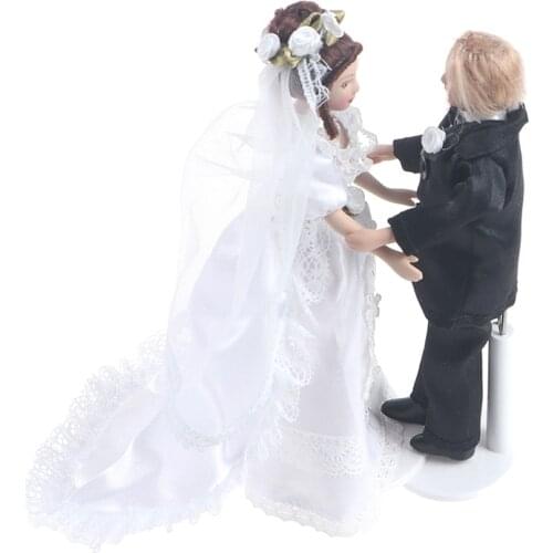 1:12 Miniature Mini Victorian Doll Model the Bride And The Bridegroom Dollhouse