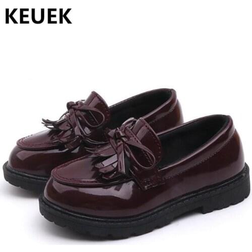 New Children Leather Shoes Girls Baby Casual Loafers Toddler Shoes Flats Student Performance Dress Shoes Princess Kids 02C