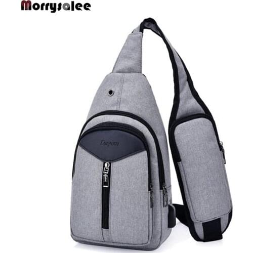Unisex Anti-Theft Male USB Chest Bag Men Hidden Shoulder Messenger Bags Casual Retro Crossbody Bag Canvas Motorcycle Sling Bags