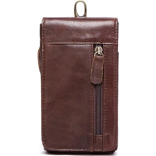 Famous Brand Man Waist Package Vintage Genuine Leather Man Casual Purse Top Layer Cowhide Mobile Phone Package Male Waist Bag