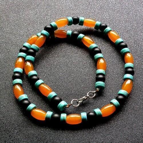 Natural stone spacer beads Surfer Necklace for men tribal jewelry