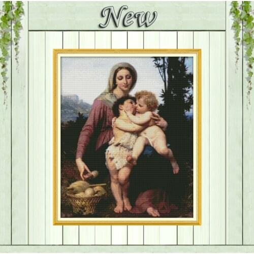 Holy mother & baby (6),Counted print on Canvas DMC 11CT 14CT Cross Stitch Embroidery kit,Needlework Set,Jesus Christian painting