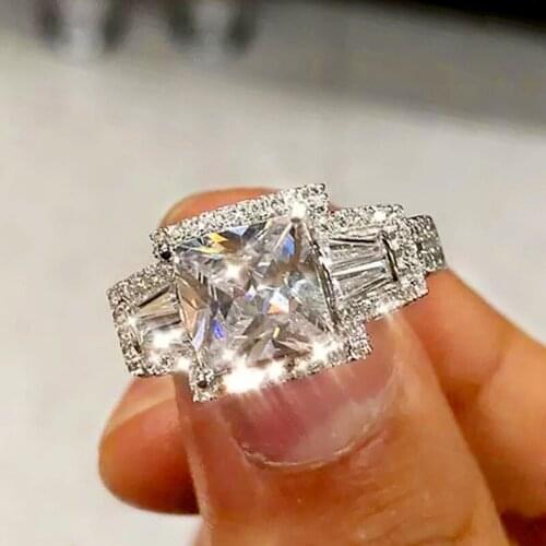 YSDLJG New Fashion Women Wedding High Grade Square Zircon Engagement Ring Female Wedding Engagement Anniversary Jewelry Gift