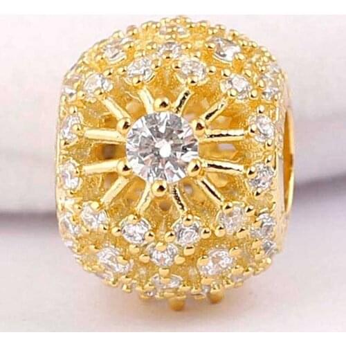 Original Openwork Gold Color Inner Radiance Beads Fit 925 Sterling Silver Bead Charm Bracelet Bangle Diy Jewelry