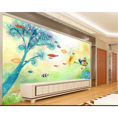 Custom papel DE parede infantil painting underwater world for paradise children room TV wall vinyl which papel DE parede