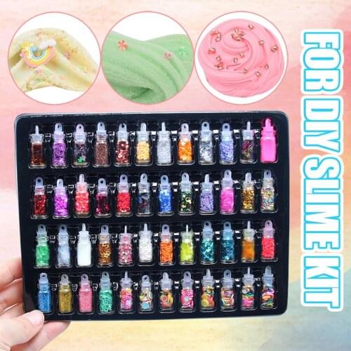 48 Color Clear Slime Beautiful Color Sequins/Glitter Filler Soft Slime Toys For Children Mud DIY Kit Kids Relief Stress Toys W