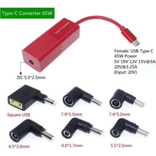 Laptop Power Jack Connector Dc Adapter Charger Converter for Lenovo Hp Asus 7.4*5.0 7.9*5.5mm Female to USB Type C Adaptor Male