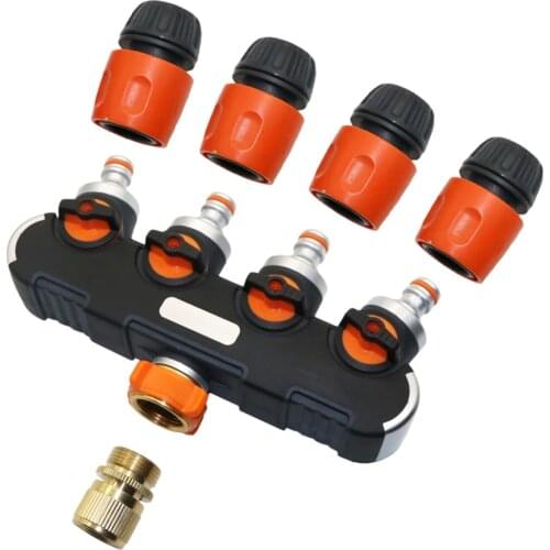 Garden Faucet 4 Way Hose Splitter Valve Plastic Connector Distributor Hose Connector for Outdoor Tap Hose Connector
