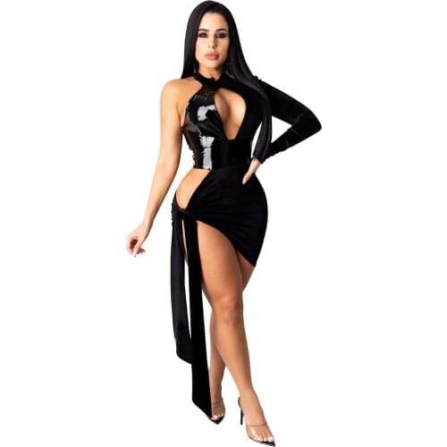 Sexy Women Leather Bodycon Nightclub Dress Women Gothic Bandage Halter Latex Dress Party Dress Vintage PU Leather lingerie Dress