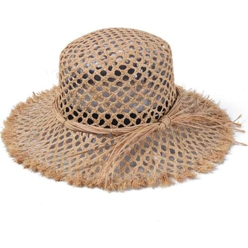 Fashion Hollow Out Raffia Straw Hat For Women Wide Brim Summer Beach Hats Vacation Outdoor UV Sun Hat Ladies Panama Wholesale
