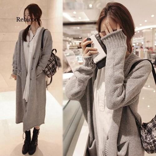 Sweater Women Cardigan Long Sleeve Loose Knitted Cardigan Female Sweaters Long Coat Pull Femme Warm Winter Jackets New Long Coat