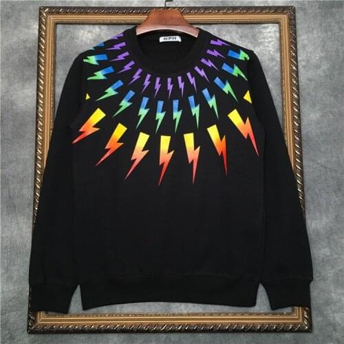 New luxury Men Novelty thunderbolt Neil Hoodies Hoody hooded Sweatshirts velvet Cotton Drake Thicken Fleece pullover N147