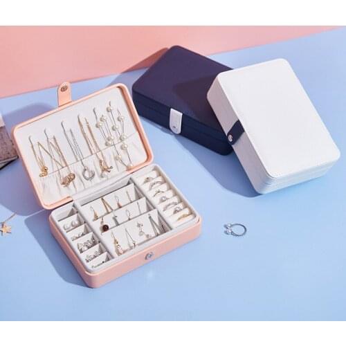 VoltaBox 2021 New Leather Jewelry Box Portable Jewelry Storage Box Earrings Necklace Ring Jewelry Box
