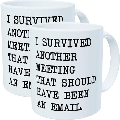 I survived another meeting that should have been an email - 11OZ ceramic coffee mugs