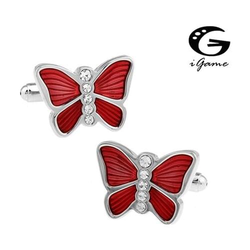 Lady Crystal Copper Material 4 Colour Option Unique Butterfly Style Cuff Links
