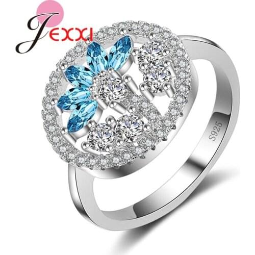 Best Women Girls Gift 925 Sterling Silver Ring Women Wedding Engagement Ring Clear CZ Zircon Crystal Fashion Bijoux