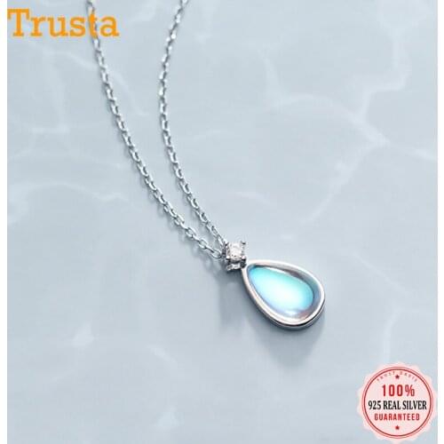 TrustDavis Real 925 Sterling Silver Sweet Water Drop Dazzling CZ Pendant Short Necklace For Women Wedding Jewelry Gift DS558