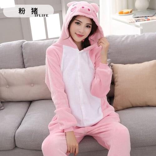 Animals Kigurumi Pig Costume Adult Girl kids Onesie Flannel Halloween Women Anime Jumpsuit Disguise Onepiece Suit
