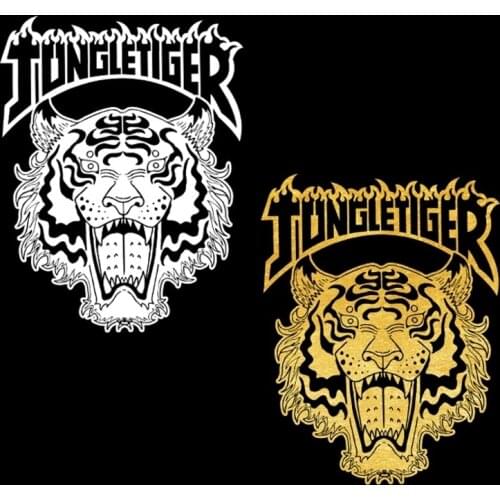 1PCS Fashion animal Burning tiger heat transfer ironing on clothes T-shirt DIY vinyl white tiger sticker Coat decoration
