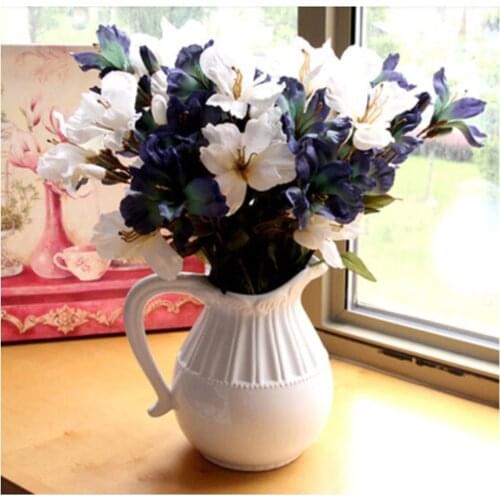 10 pcs/lot) Wedding decoration real touch flower simulation Lily flowers for home decoration Fake silk lily artificial flowers