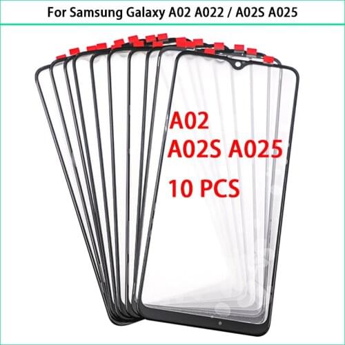 10Pcs/Lot For Samsung Galaxy A02 A022 SM-A022F Touch Screen LCD Front Glass Panel A02S A025 Outer Glass Lens With OCA Replace