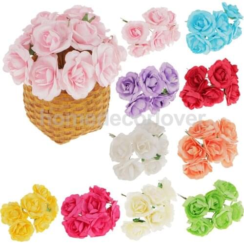 144pcs Mini Paper Artificial Rose Buds Flower DIY Craft Wedding Decor 10 Colors