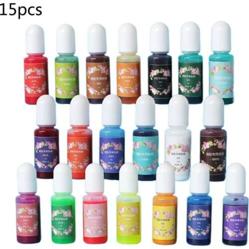 15 Pcs/set Crystal Epoxy Dye Color Essence Glue Paste Stain DIY Crafts Second Generation UV Resin High Concentration Colorant