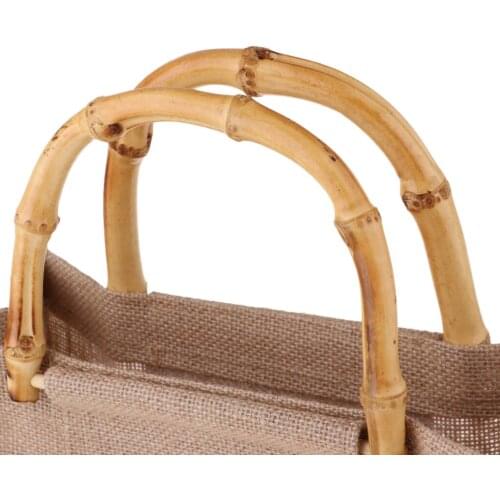 2pcs Burlap Jute Handbag Linen Shopping Bag for Package Grocery Bottles Tans