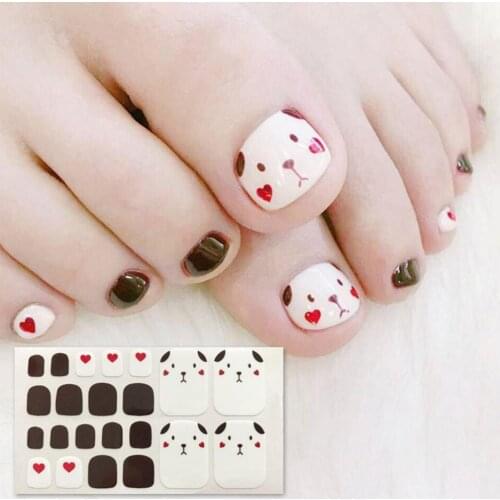 22Pcs Kids Waterproof Flower Love Heart Toenail Stickers Adhesive Art Decals