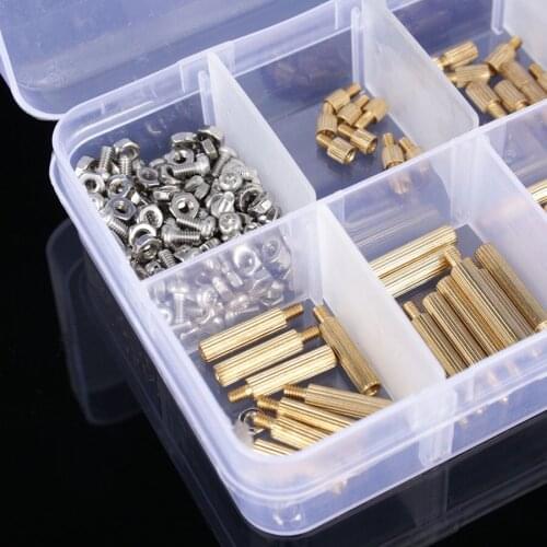 270Pcs/Set M2 3-25mm Male to Female Brass PCB Standoff Screw Nut Assortment Kit Set