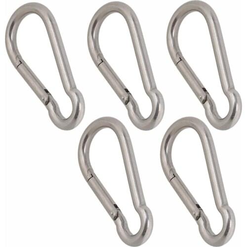 5PCS Multifunctional 304 Stainless Steel Spring Loaded Gate Snap Carabiner Quick Link Lock Ring Hook M12 140mm