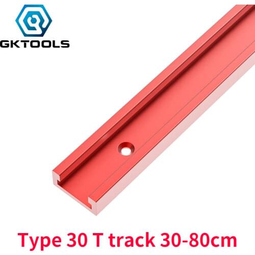 GKTOOLS Type 30 Aluminium Red T Track T-slot Miter Gauge Slides Slot T Tracks Stops for DIY Woodworking Router Saw Table