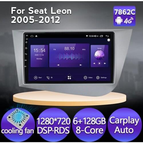 6GB+128GB Android 11 Car Radio With Screen 4G LTE FM WIFI For Seat Leon 2005-2012 8-Core IPS 1280*720 GPS Navigation Multimedia