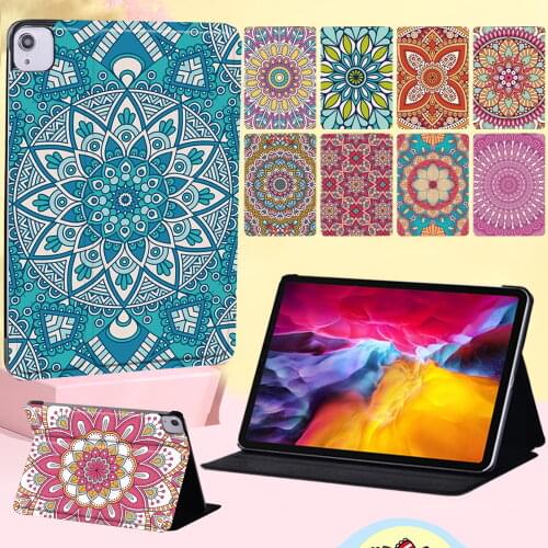 Anti-Dust Tablet Case for Apple IPad Air 4 2020 10.9 Inch Mandala Series PU Leather Stand Cover Case Tablet Accessories + Stylus