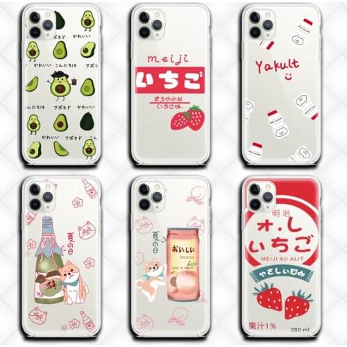 Japanese fruit milk drink Phone Case Clear for iphone 12 11 Pro max mini XS 8 7 6 6S Plus X 5S SE 2020 XR cover