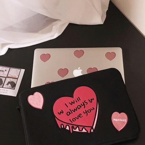Heart Sleeve Case Bag for 11 12 13 Inch Ipad Tablet Case Laptop Bag Student Ipad Liner Bag Protective Cover Girls Storage Bag